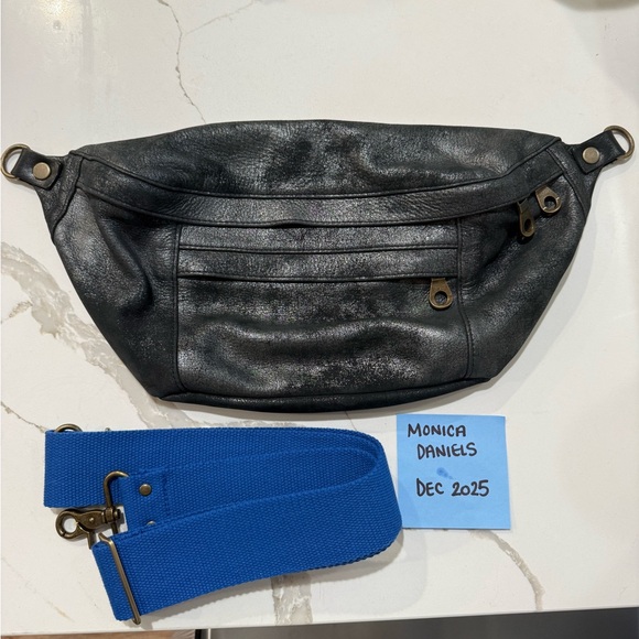 Parker Thatch Handbags - Distressed Silver PT Cross Your Heart Sling + French Blue PT Strap